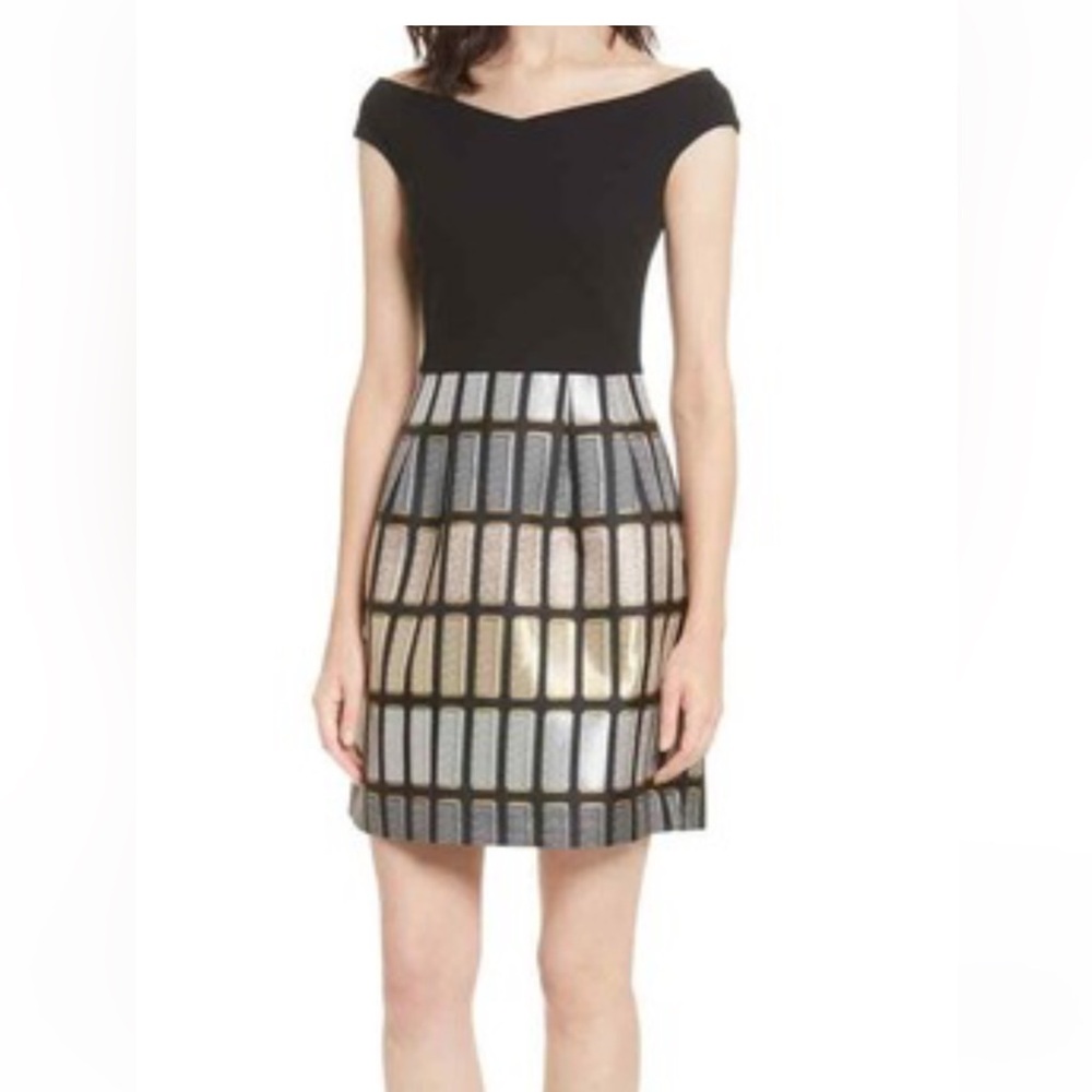 Ted Baker Black and metallic detail dress with Rose Gold Zipper